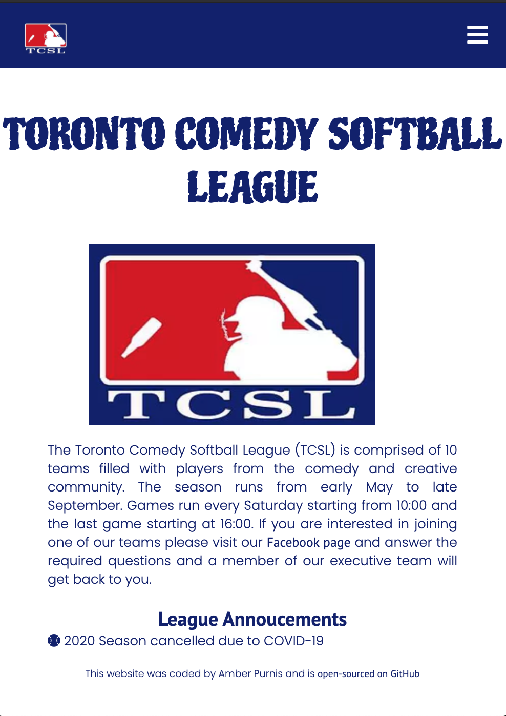 Comedy Softball League Website